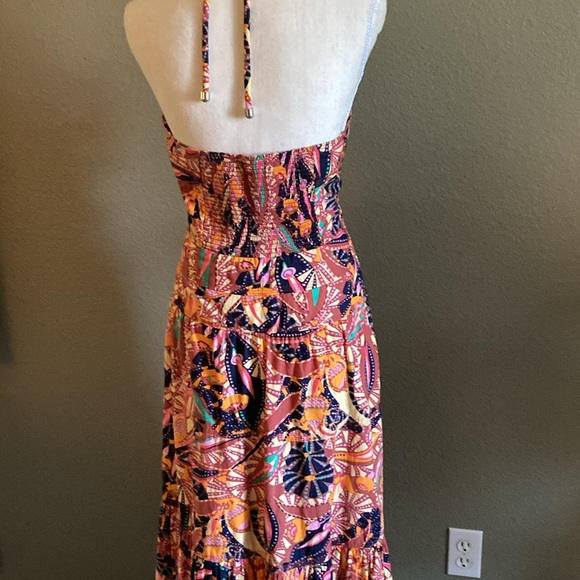 A.L.C. Adelle Tiered Printed Cotton-Poplin Halter Maxi Dress In Russet sz12 - Picture 7 of 8